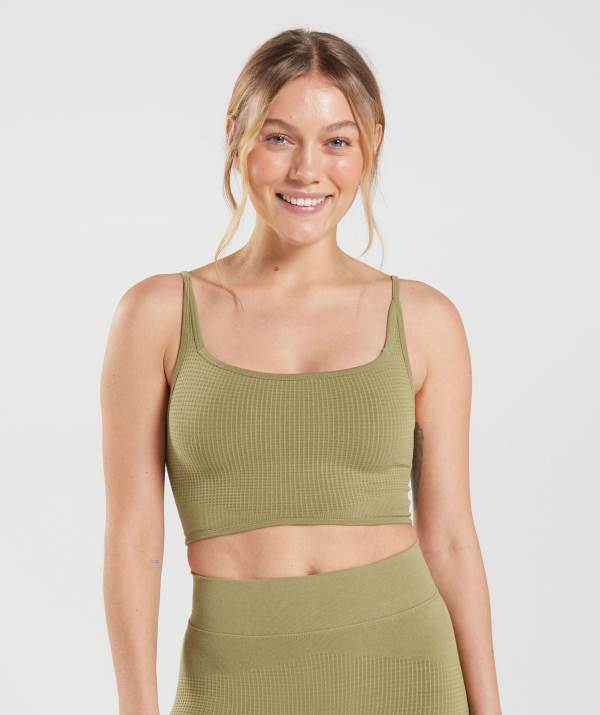 Damske Športové Podprsenky Gymshark Pause Seamless Bralette Zelene | FB6549207